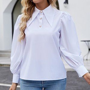 Casual flared shirt collar long sleeve shirt